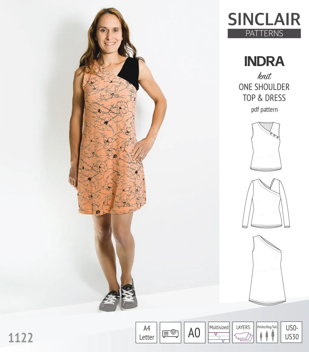 Indra one shoulder knit top (PDF)