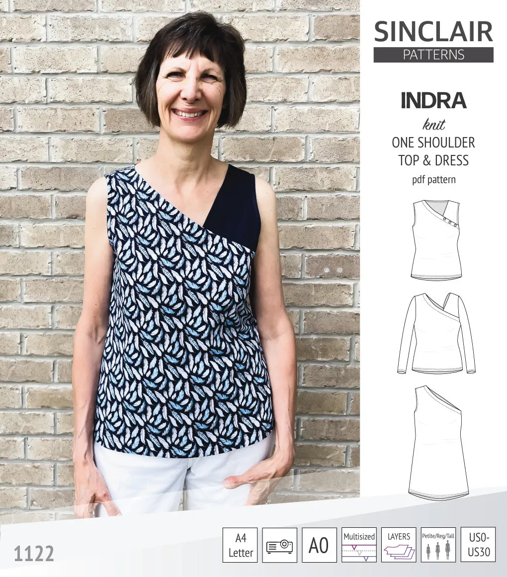 Indra one shoulder knit top (PDF)