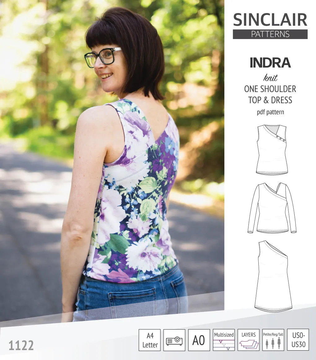Indra one shoulder knit top (PDF)