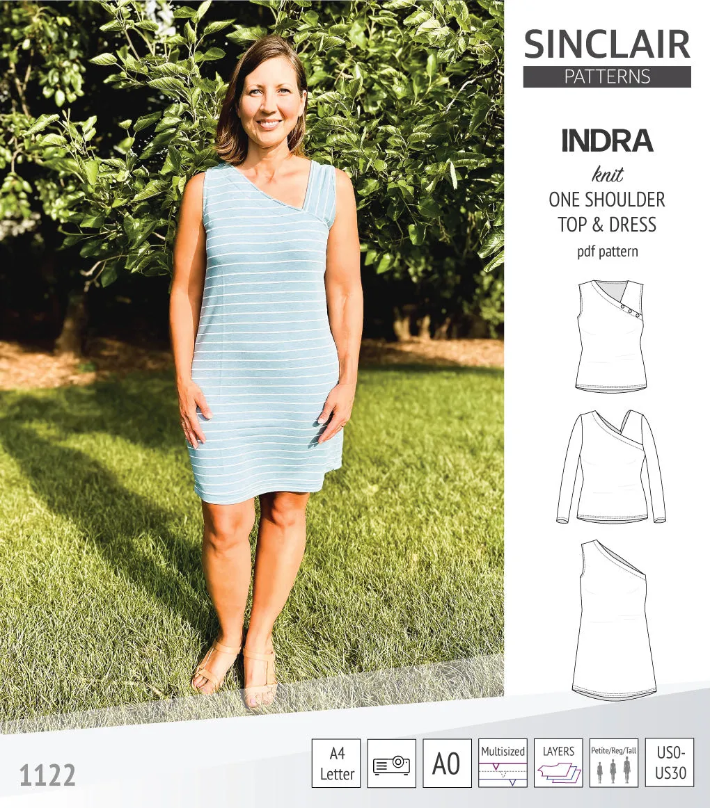 Indra one shoulder knit top (PDF)