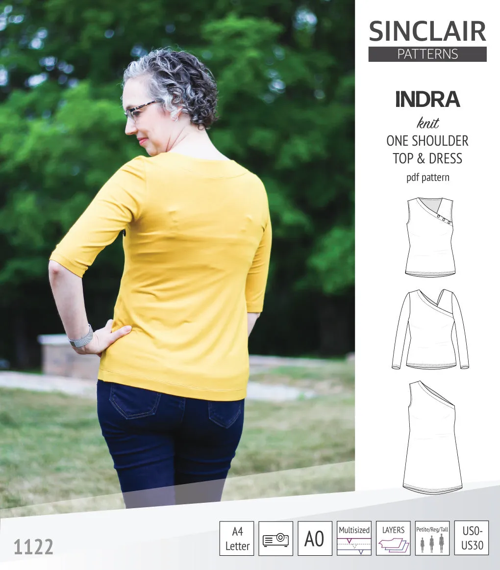 Indra one shoulder knit top (PDF)