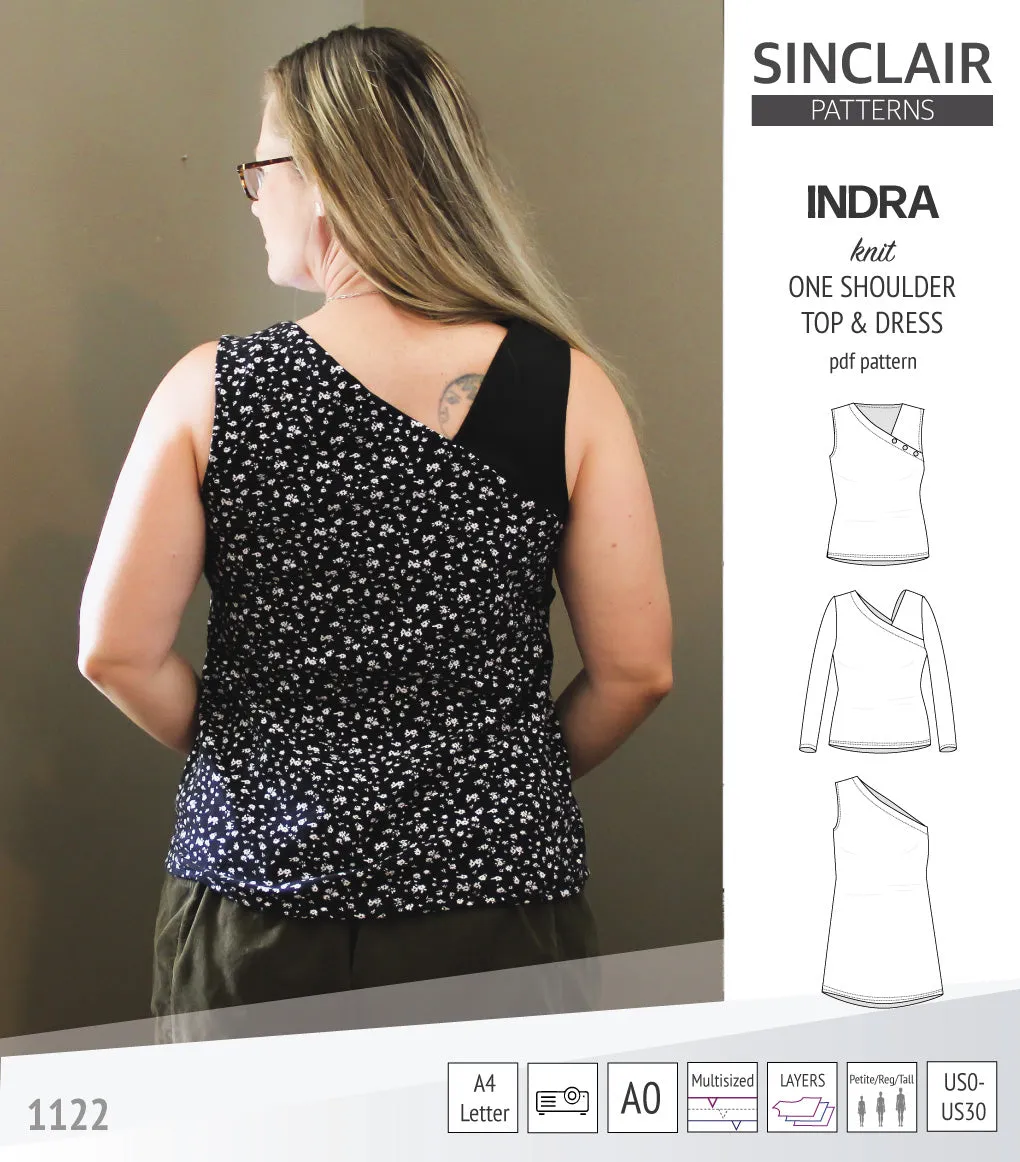 Indra one shoulder knit top (PDF)