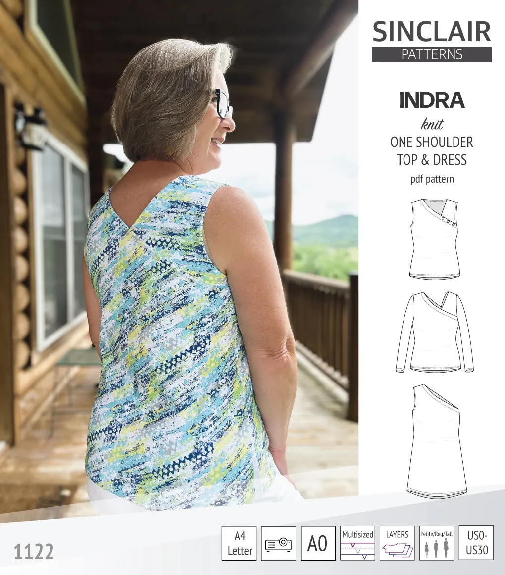 Indra one shoulder knit top (PDF)