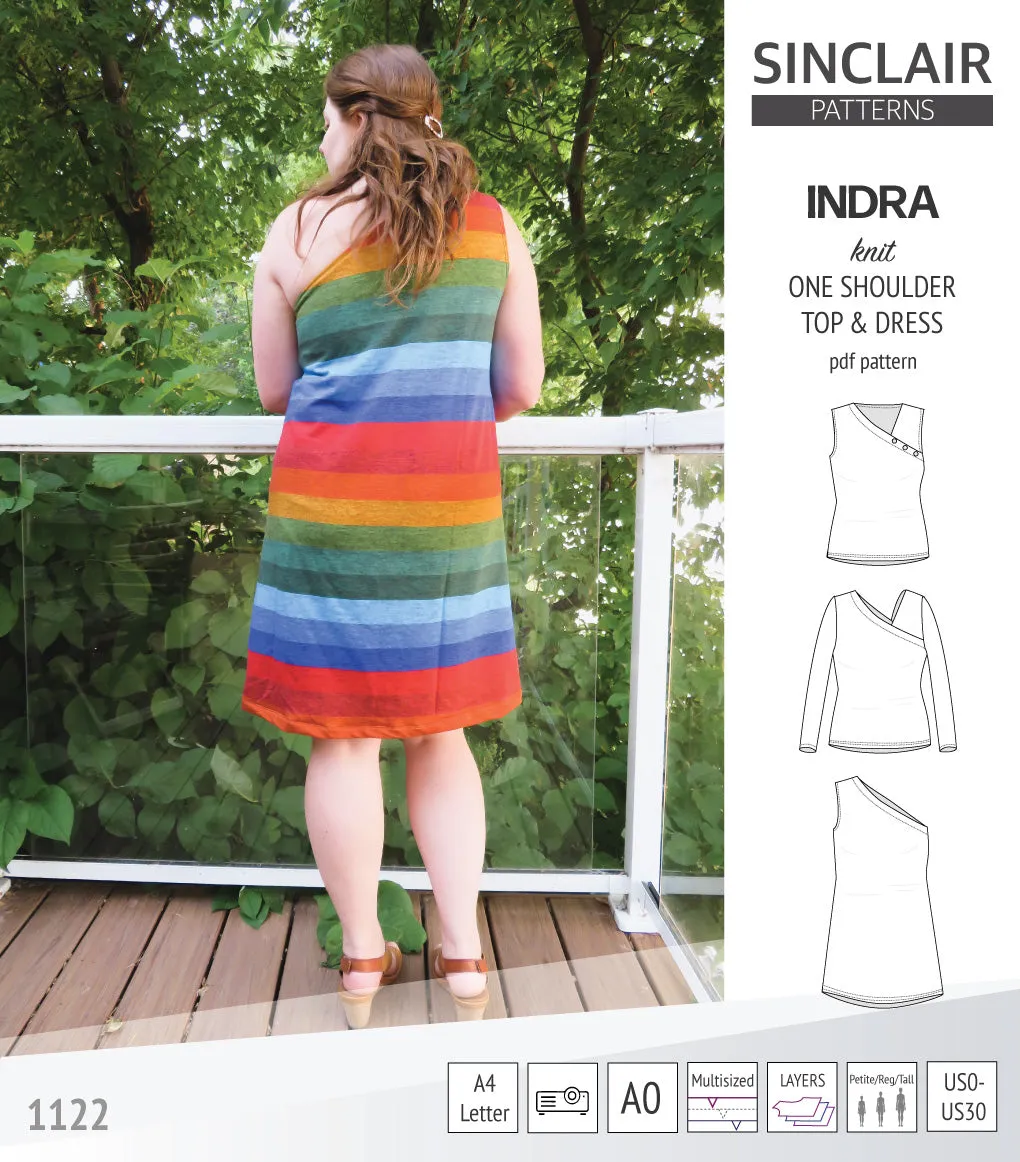 Indra one shoulder knit top (PDF)