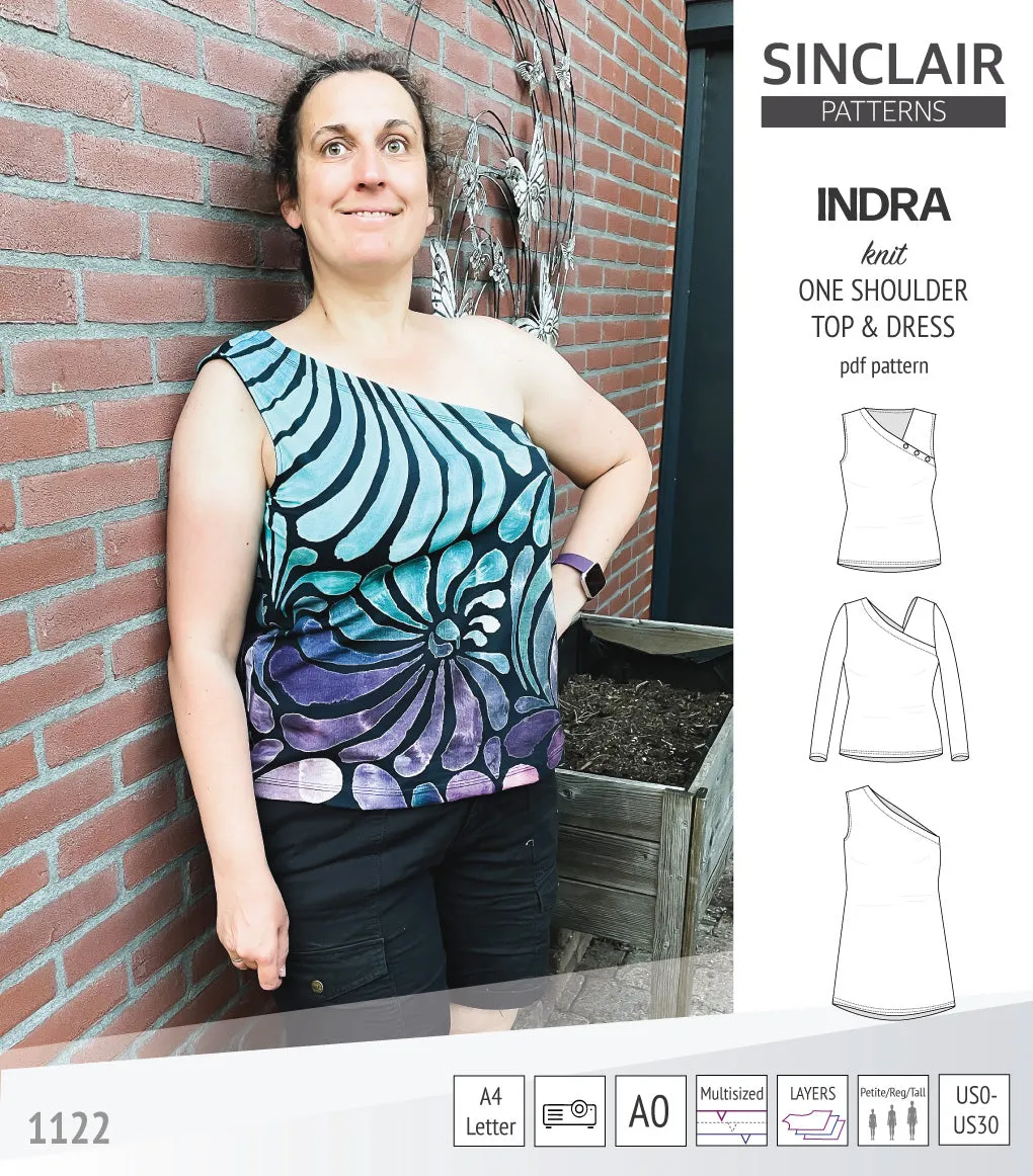 Indra one shoulder knit top (PDF)