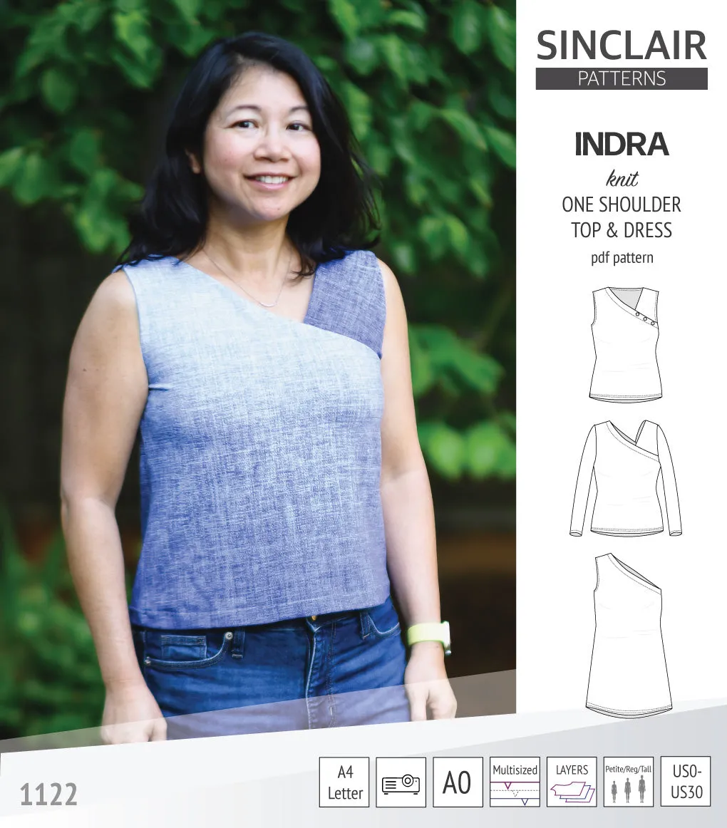 Indra one shoulder knit top (PDF)