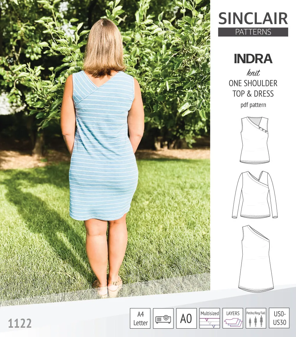 Indra one shoulder knit top (PDF)