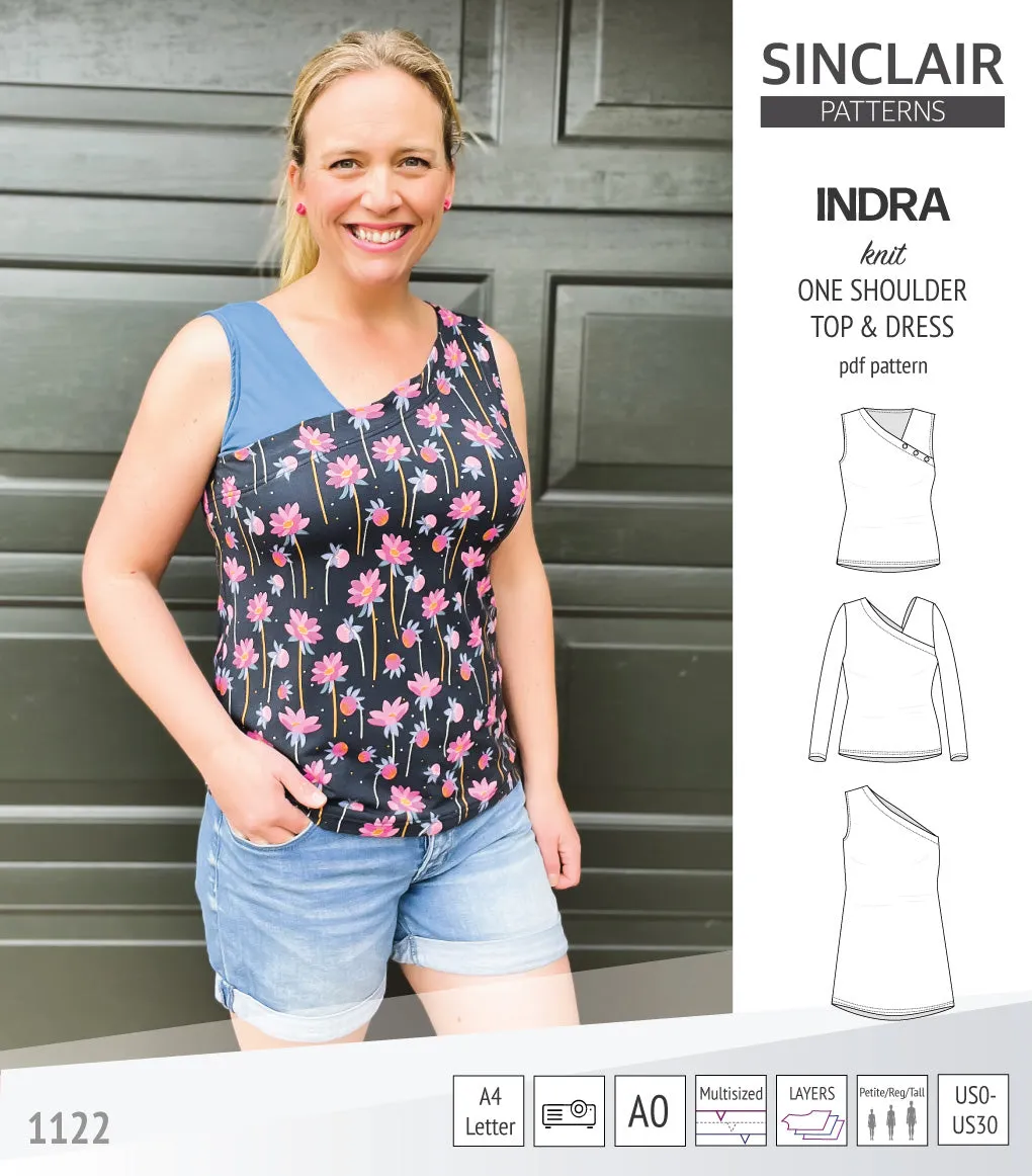 Indra one shoulder knit top (PDF)