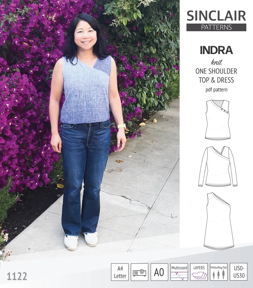 Indra one shoulder knit top (PDF)