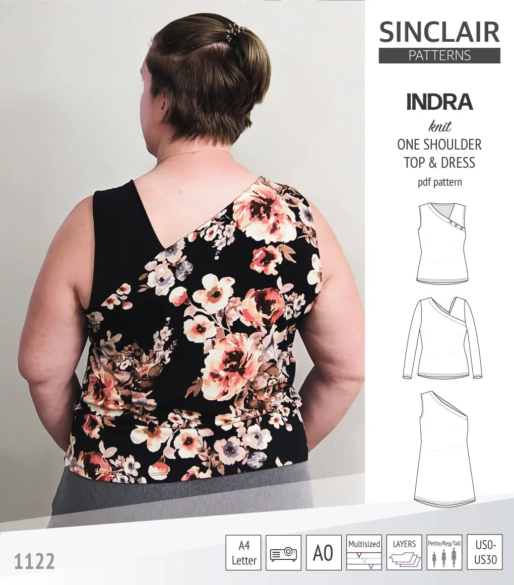 Indra one shoulder knit top (PDF)