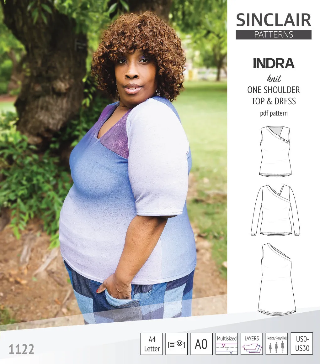 Indra one shoulder knit top (PDF)