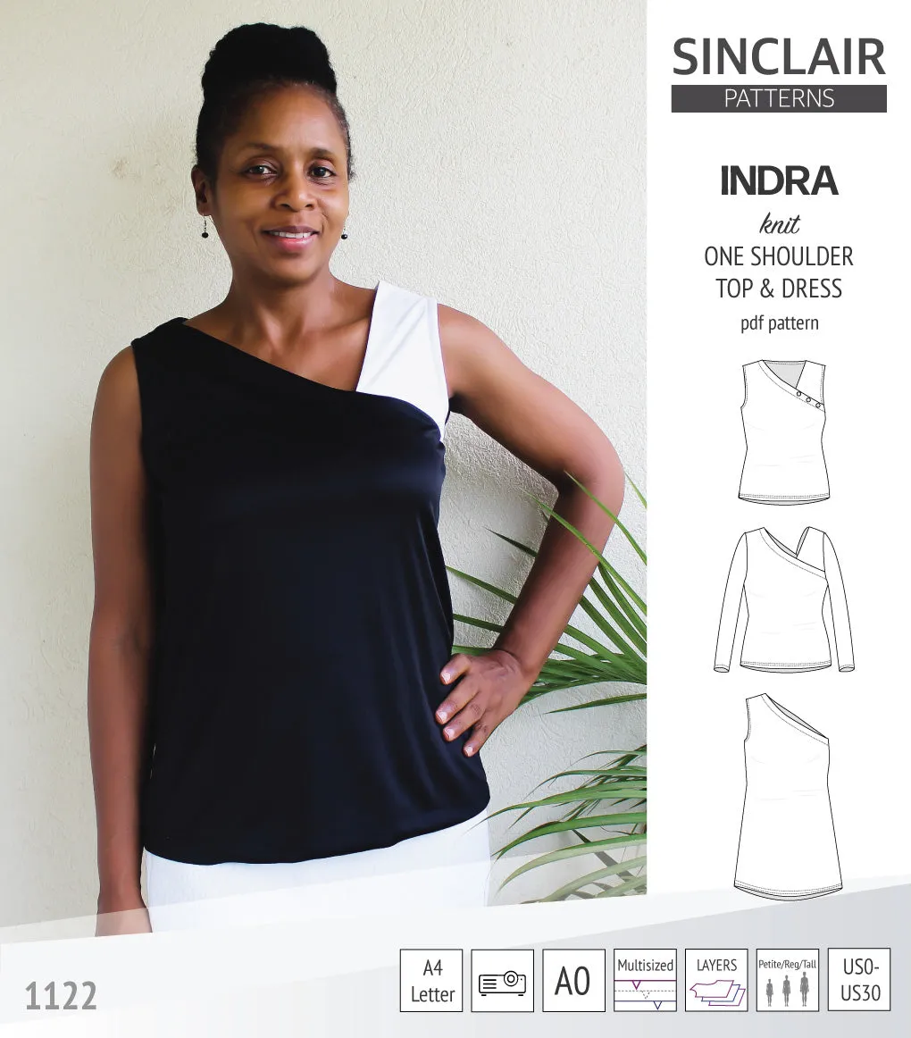 Indra one shoulder knit top (PDF)