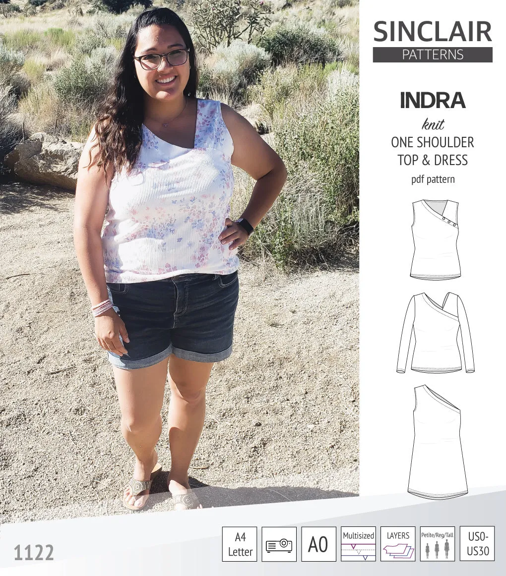 Indra one shoulder knit top (PDF)