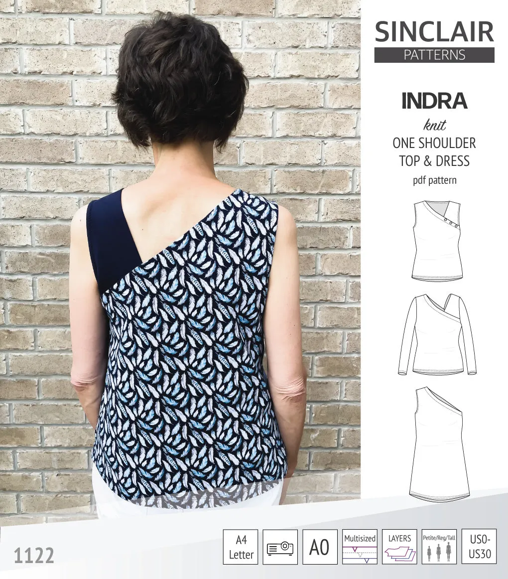 Indra one shoulder knit top (PDF)