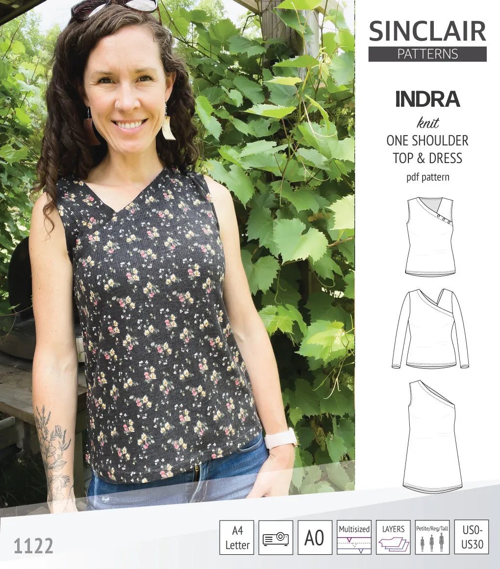 Indra one shoulder knit top (PDF)