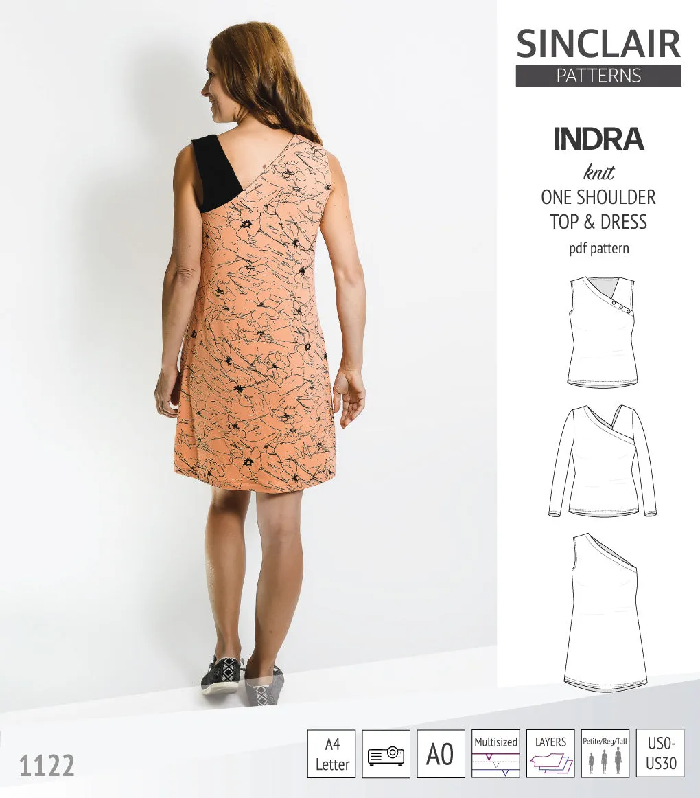 Indra one shoulder knit top (PDF)