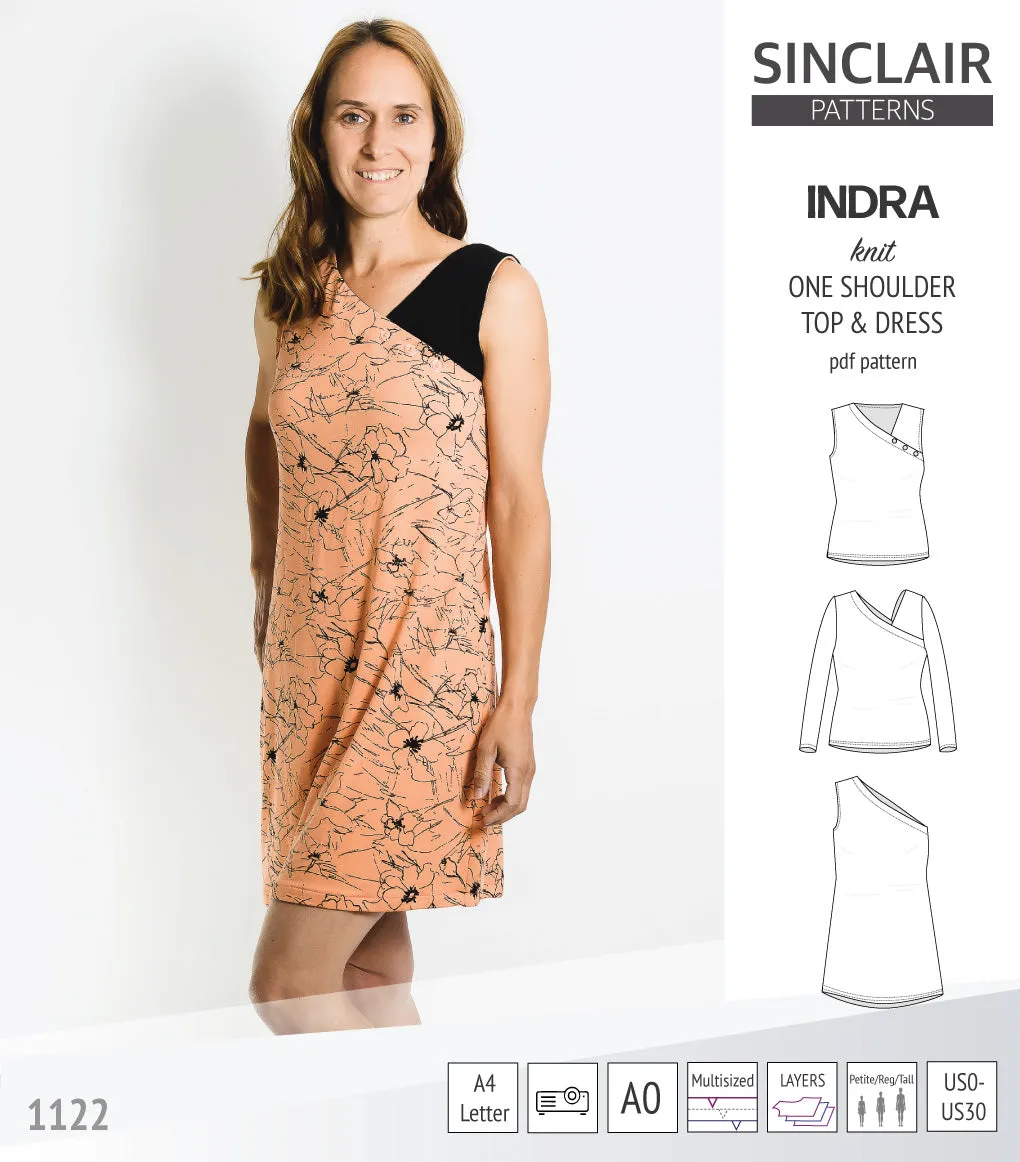 Indra one shoulder knit top (PDF)