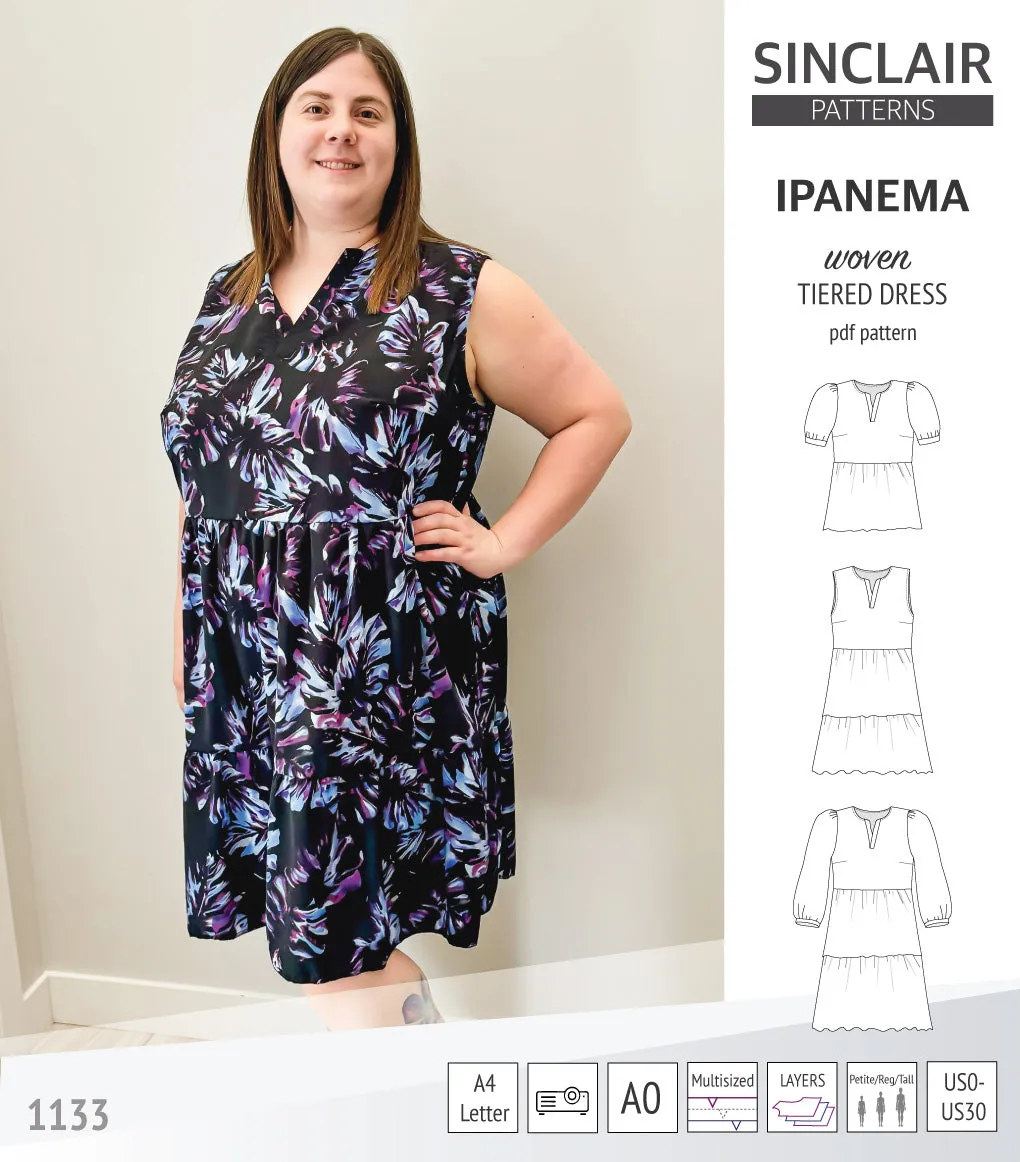 Ipanema tiered woven top and dress with a placket (PDF)