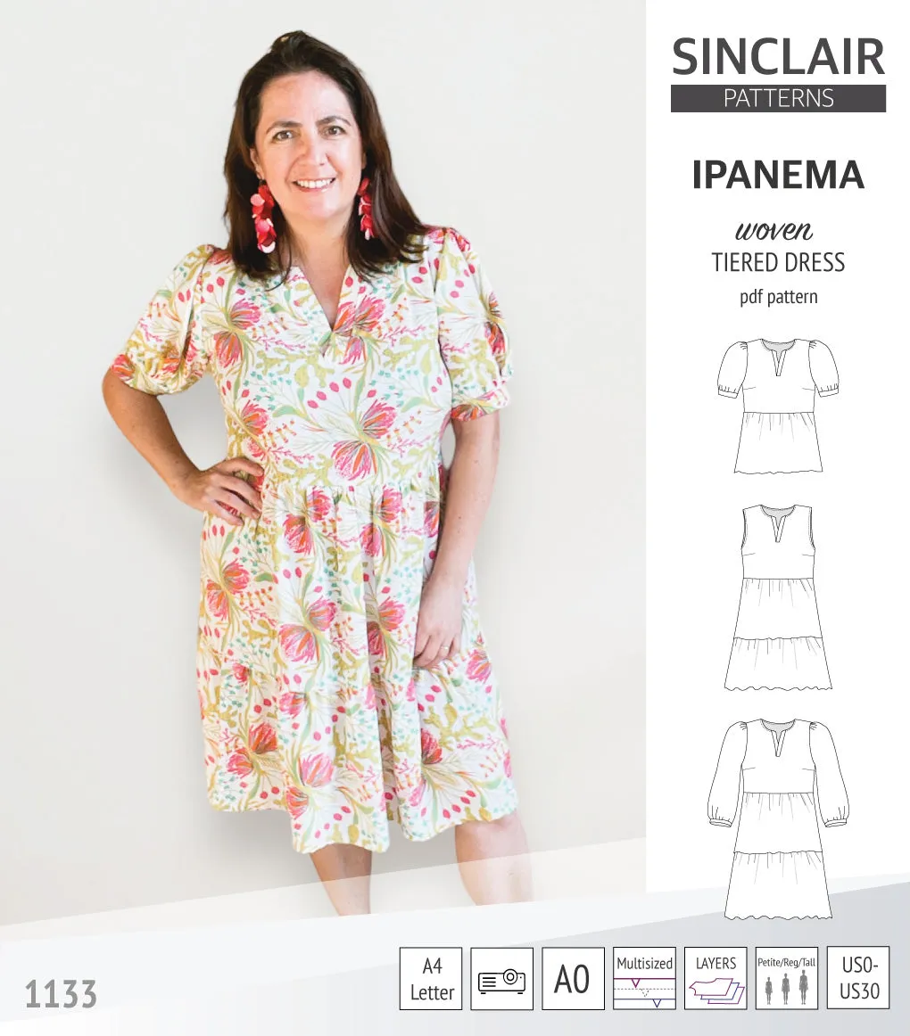 Ipanema tiered woven top and dress with a placket (PDF)