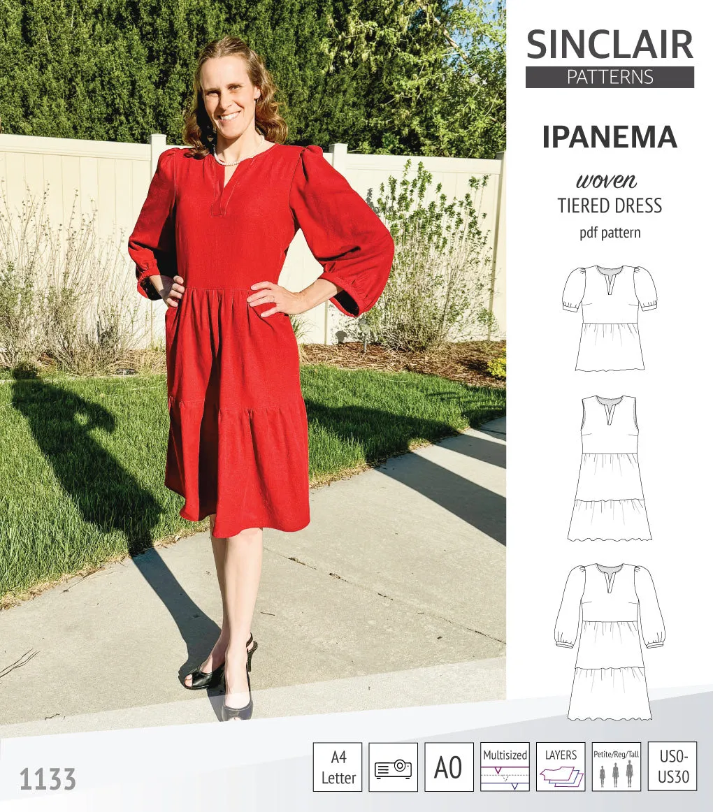 Ipanema tiered woven top and dress with a placket (PDF)