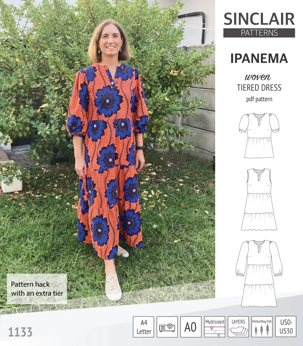 Ipanema tiered woven top and dress with a placket (PDF)