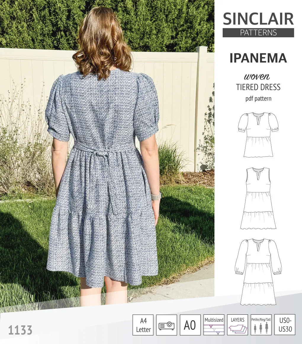 Ipanema tiered woven top and dress with a placket (PDF)