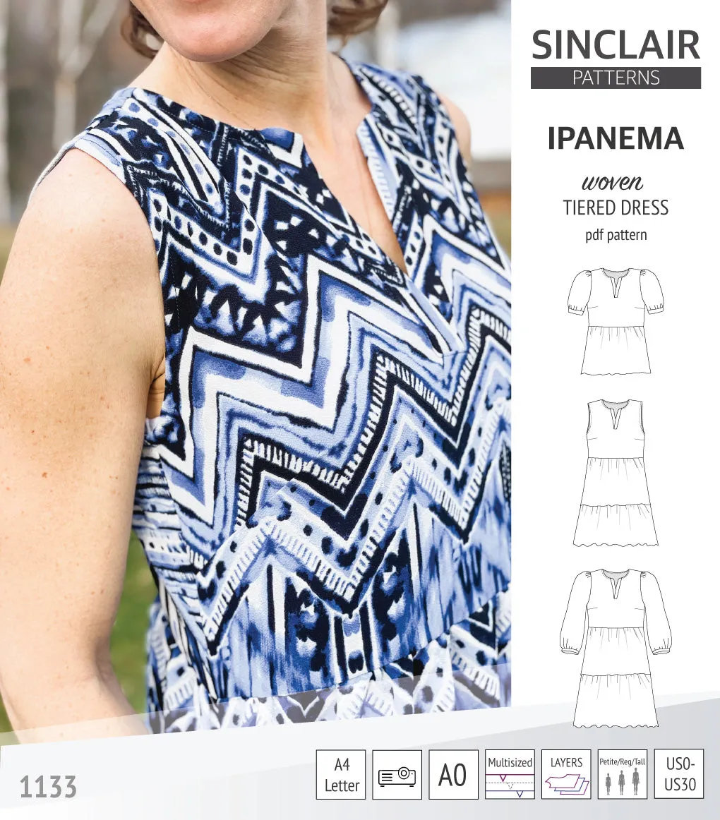 Ipanema tiered woven top and dress with a placket (PDF)
