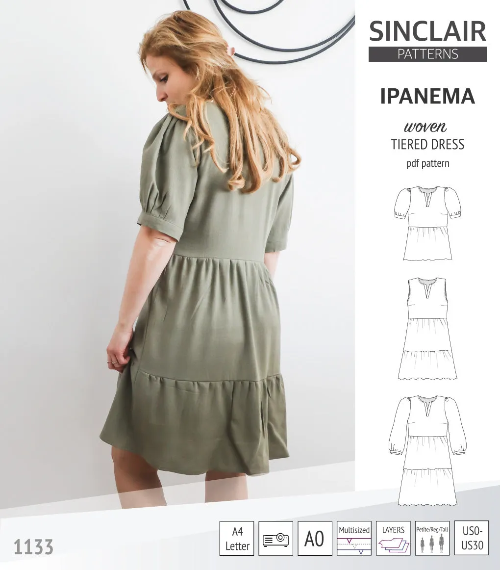 Ipanema tiered woven top and dress with a placket (PDF)