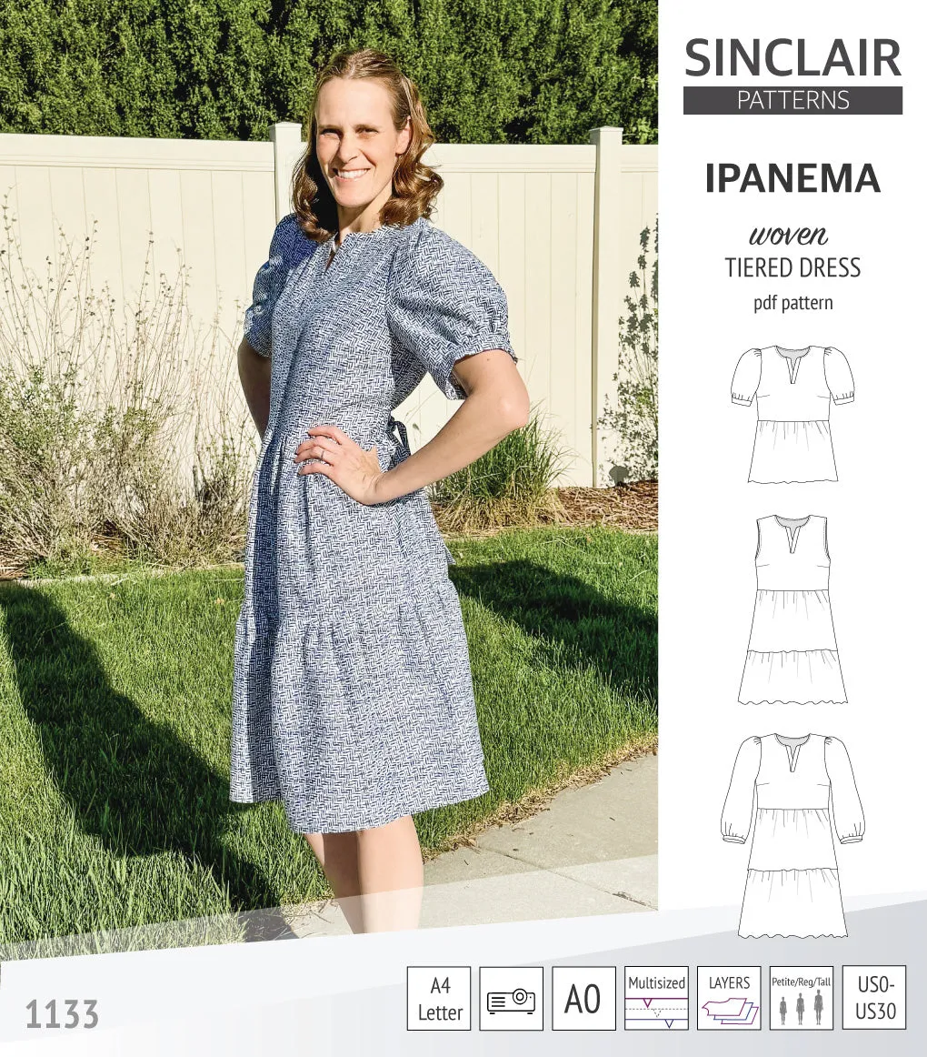 Ipanema tiered woven top and dress with a placket (PDF)
