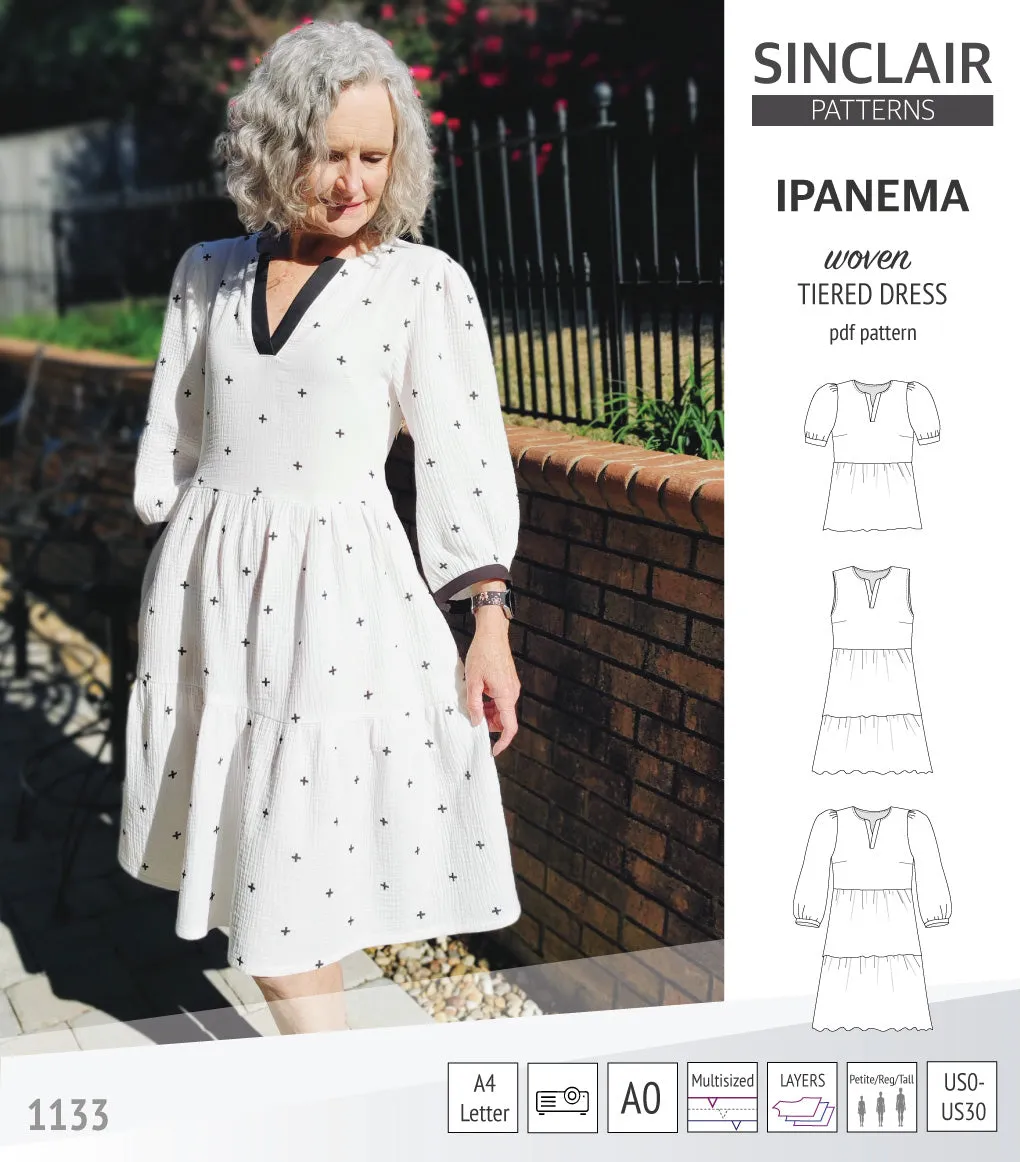 Ipanema tiered woven top and dress with a placket (PDF)