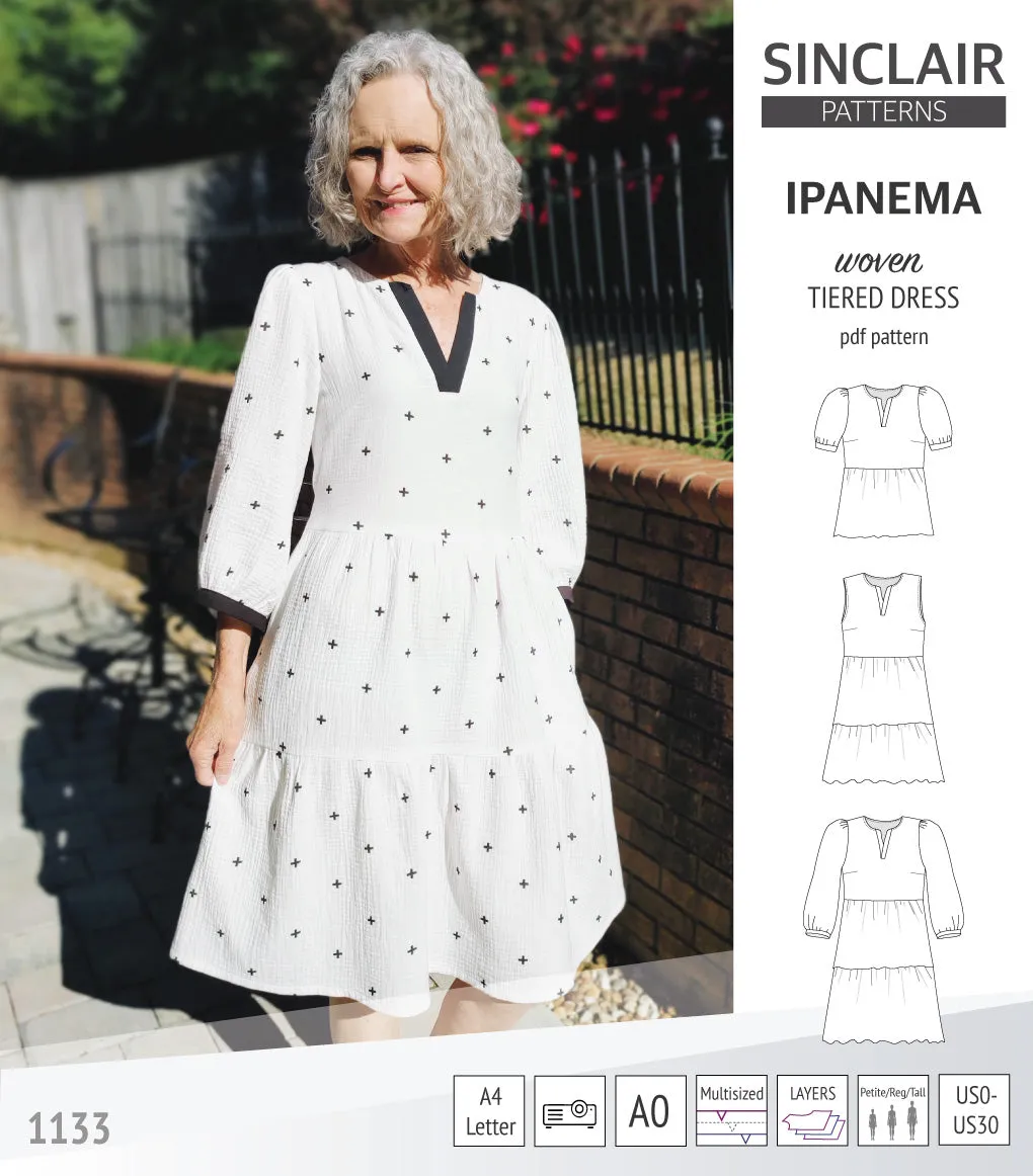 Ipanema tiered woven top and dress with a placket (PDF)