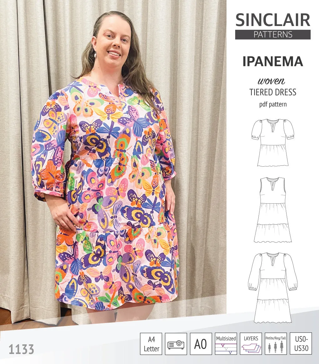 Ipanema tiered woven top and dress with a placket (PDF)