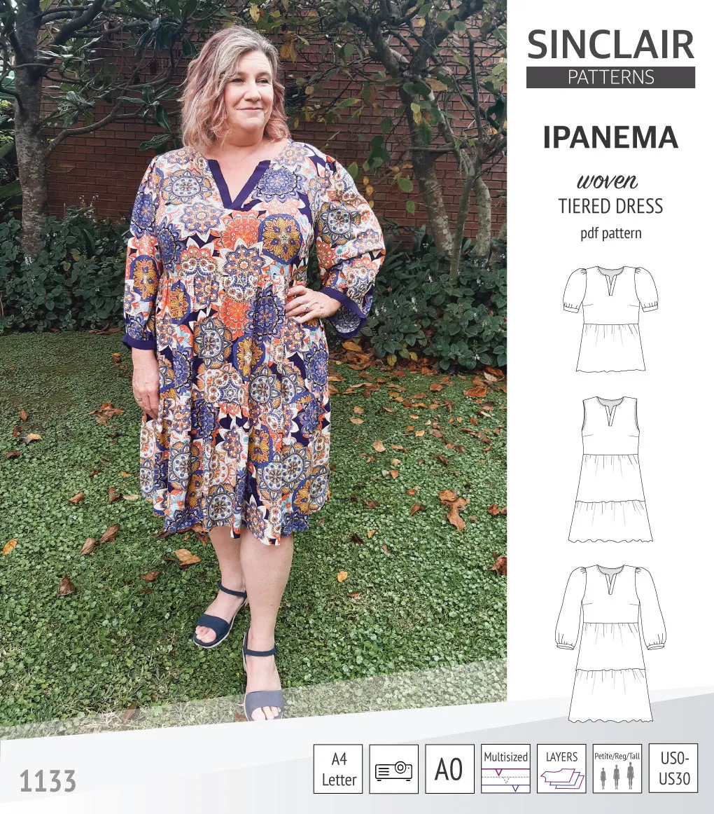 Ipanema tiered woven top and dress with a placket (PDF)