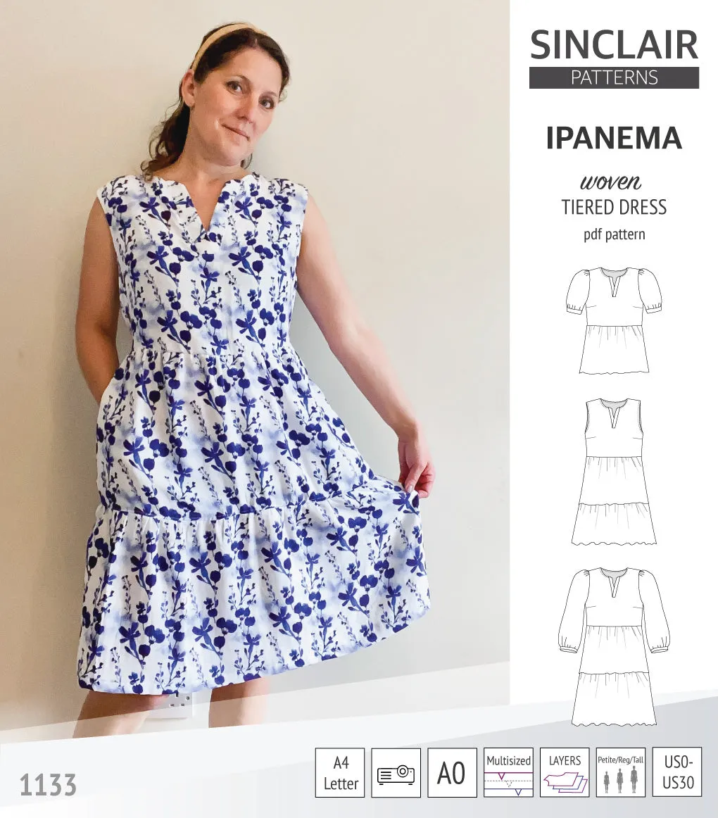 Ipanema tiered woven top and dress with a placket (PDF)