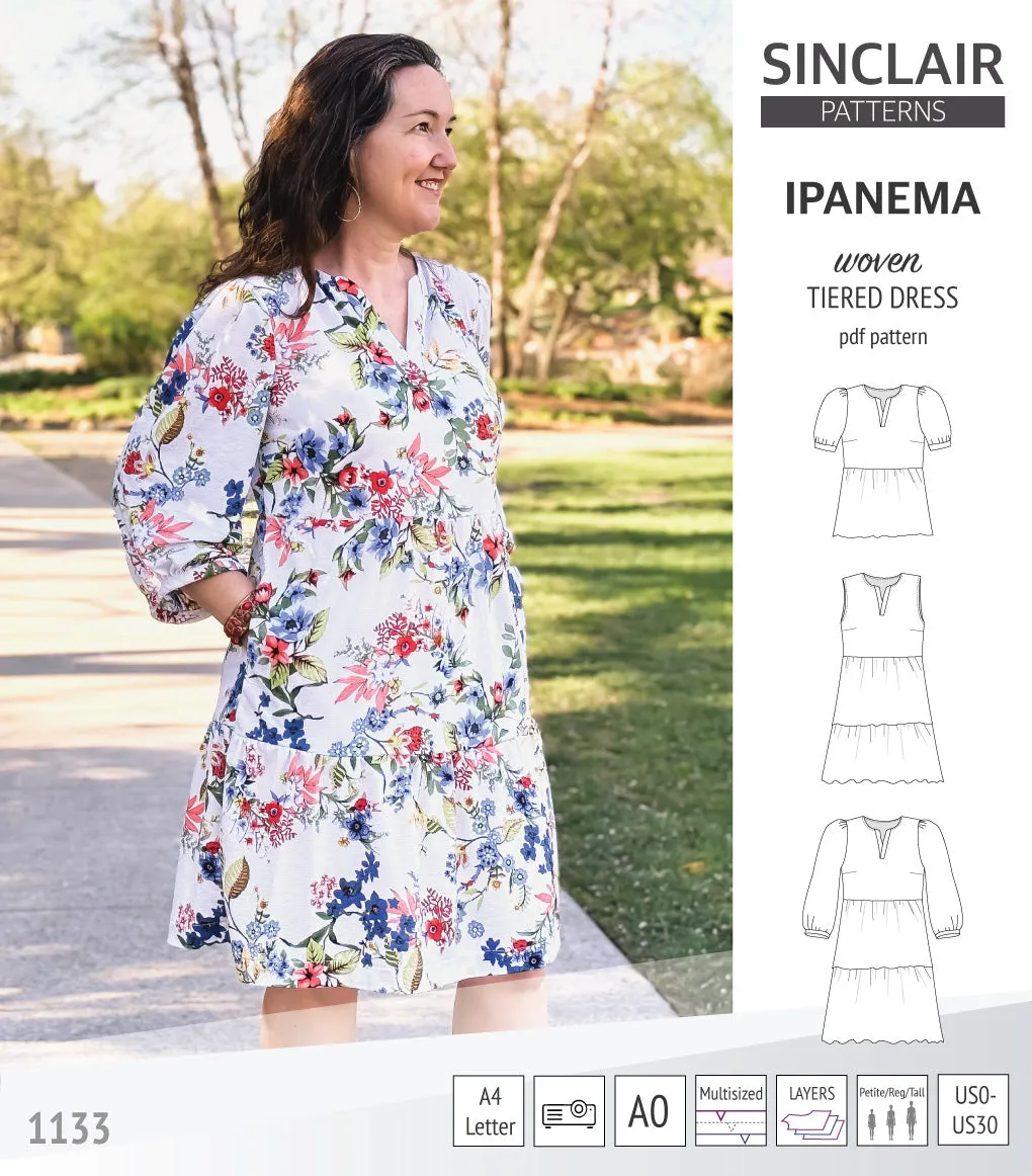 Ipanema tiered woven top and dress with a placket (PDF)