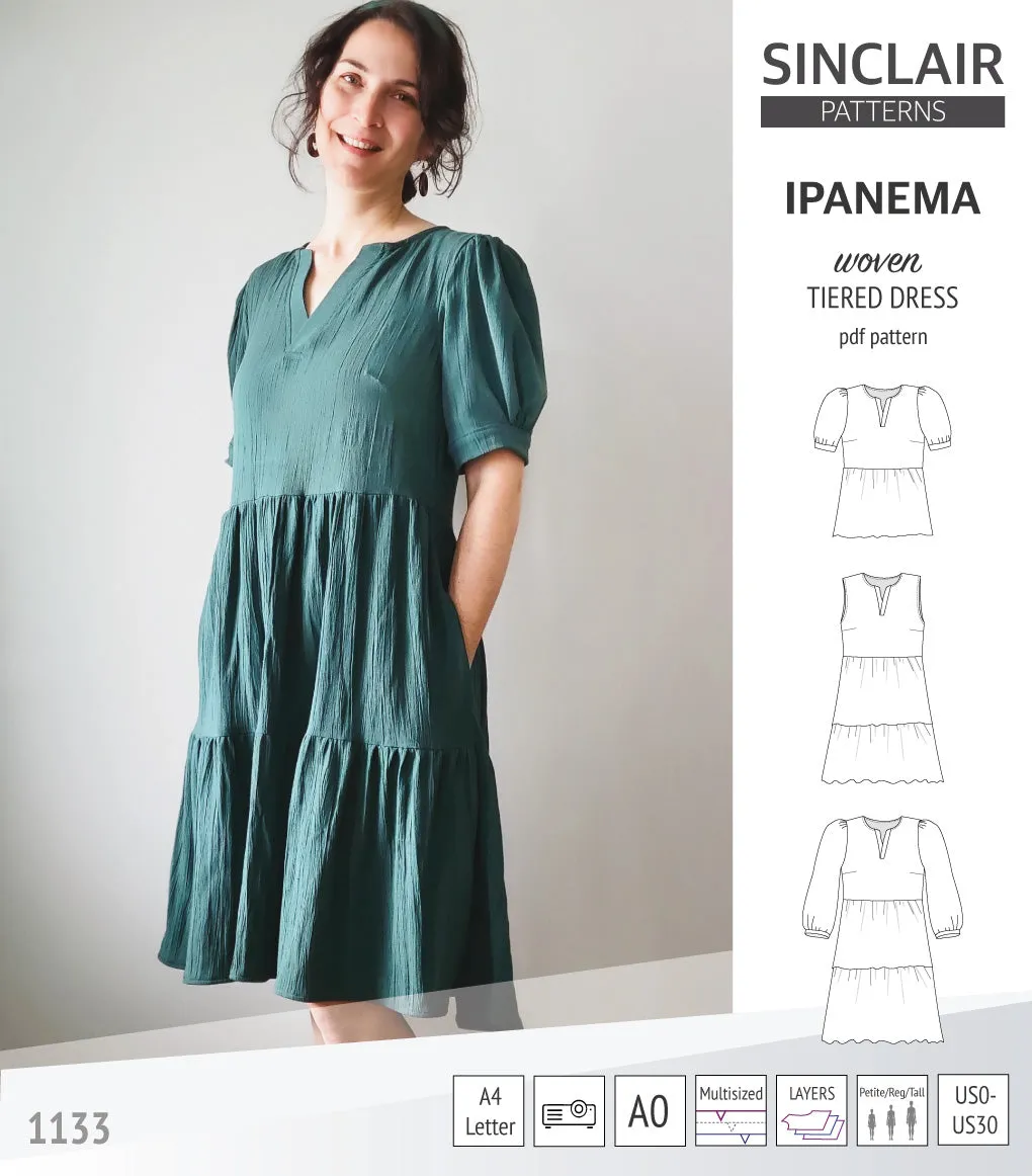 Ipanema tiered woven top and dress with a placket (PDF)
