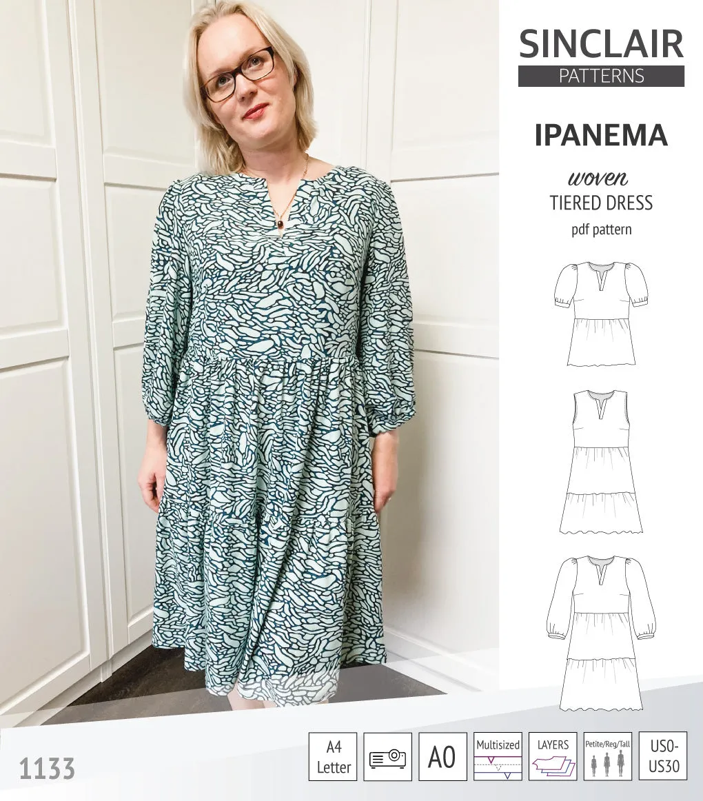 Ipanema tiered woven top and dress with a placket (PDF)
