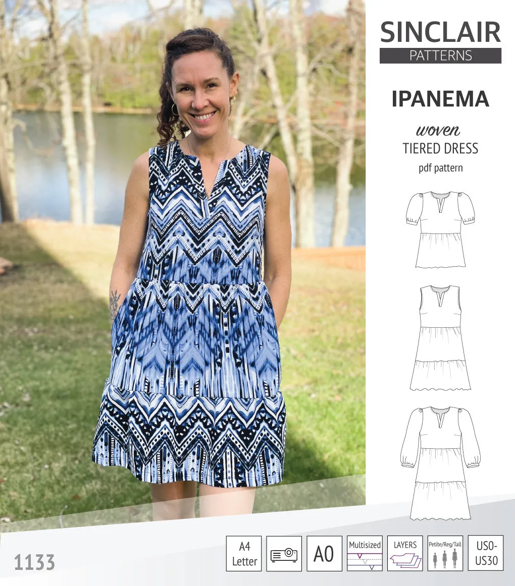 Ipanema tiered woven top and dress with a placket (PDF)