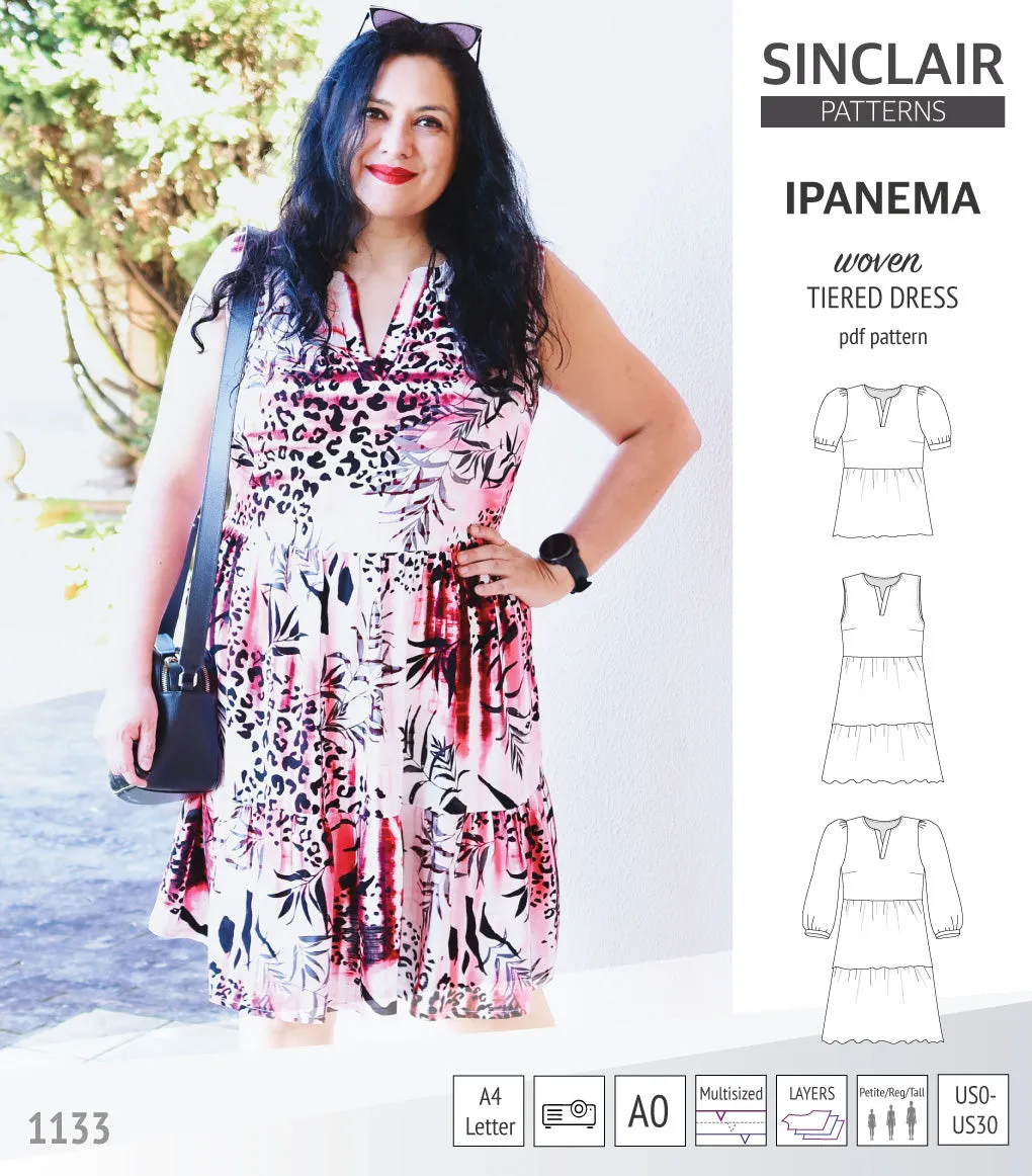 Ipanema tiered woven top and dress with a placket (PDF)