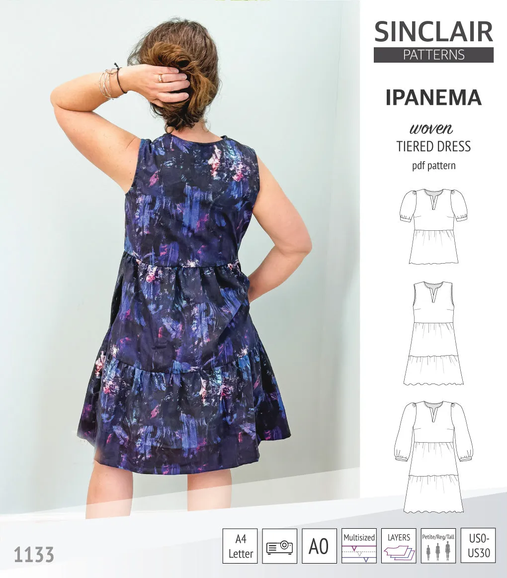 Ipanema tiered woven top and dress with a placket (PDF)