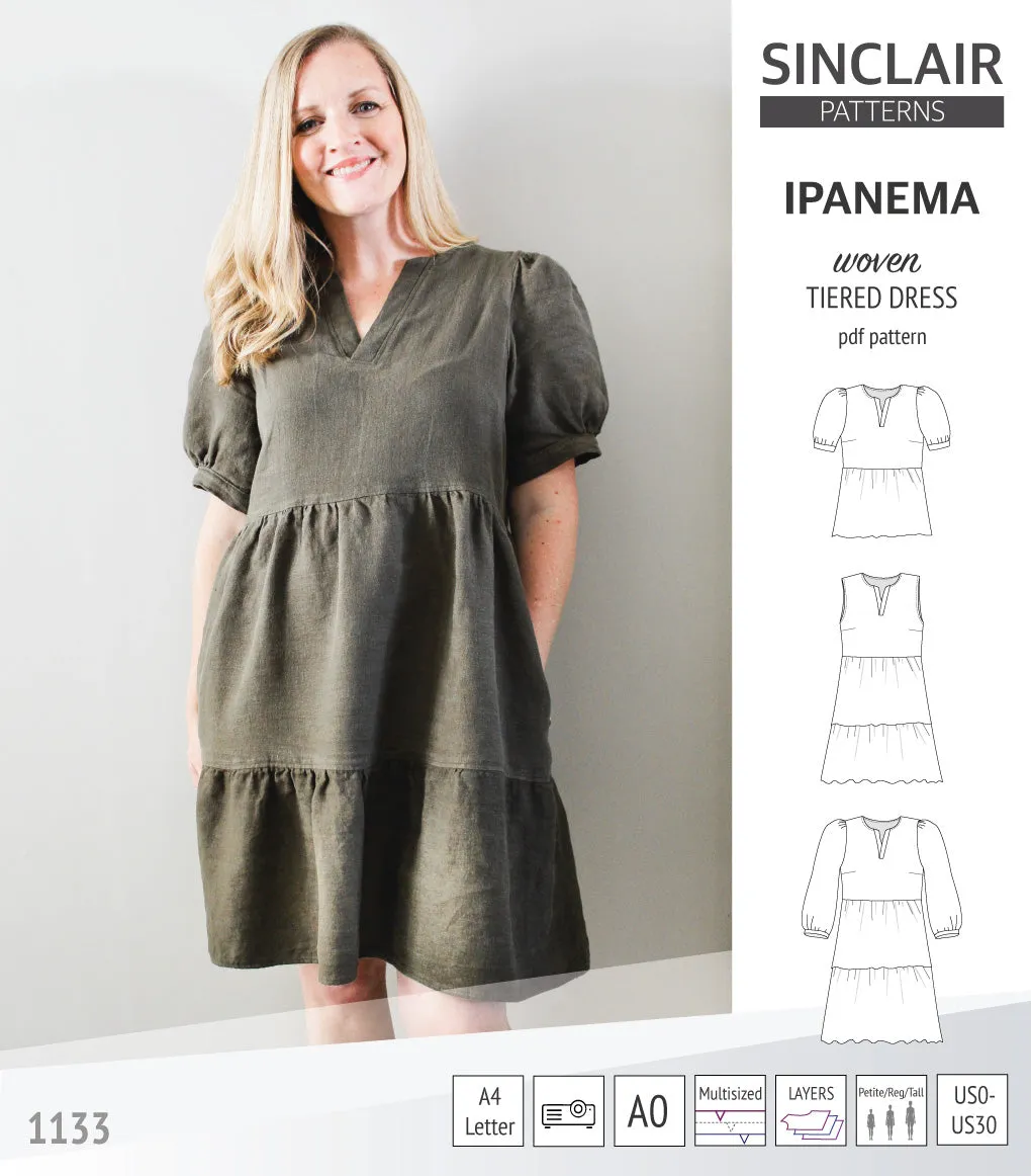 Ipanema tiered woven top and dress with a placket (PDF)
