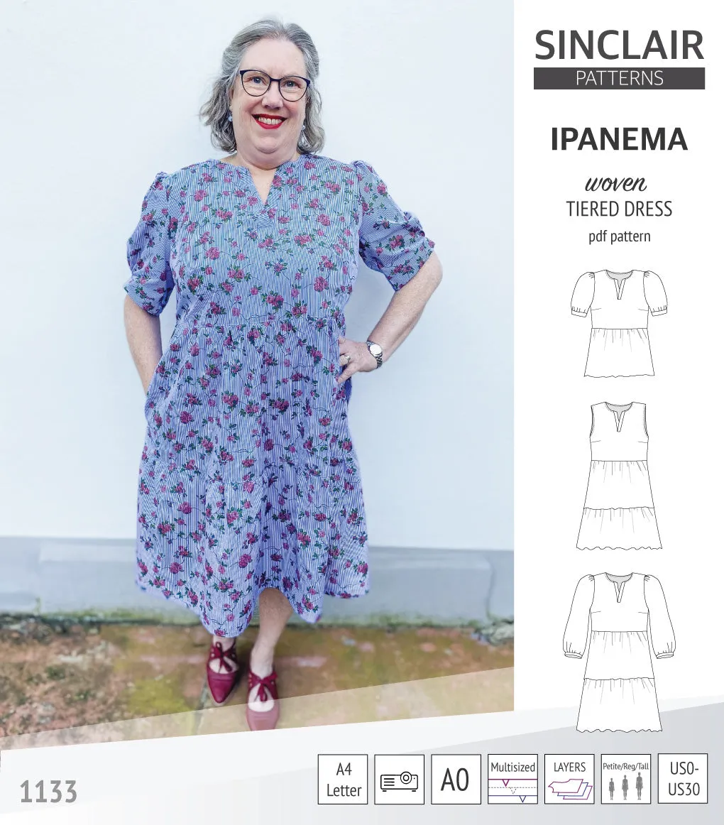Ipanema tiered woven top and dress with a placket (PDF)