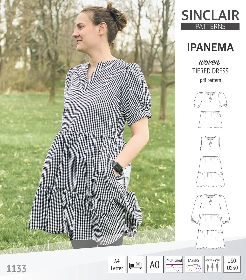 Ipanema tiered woven top and dress with a placket (PDF)