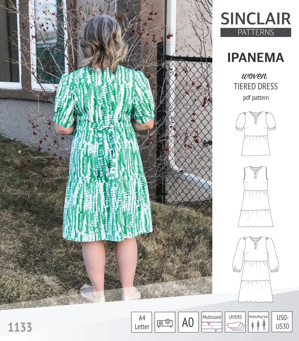 Ipanema tiered woven top and dress with a placket (PDF)