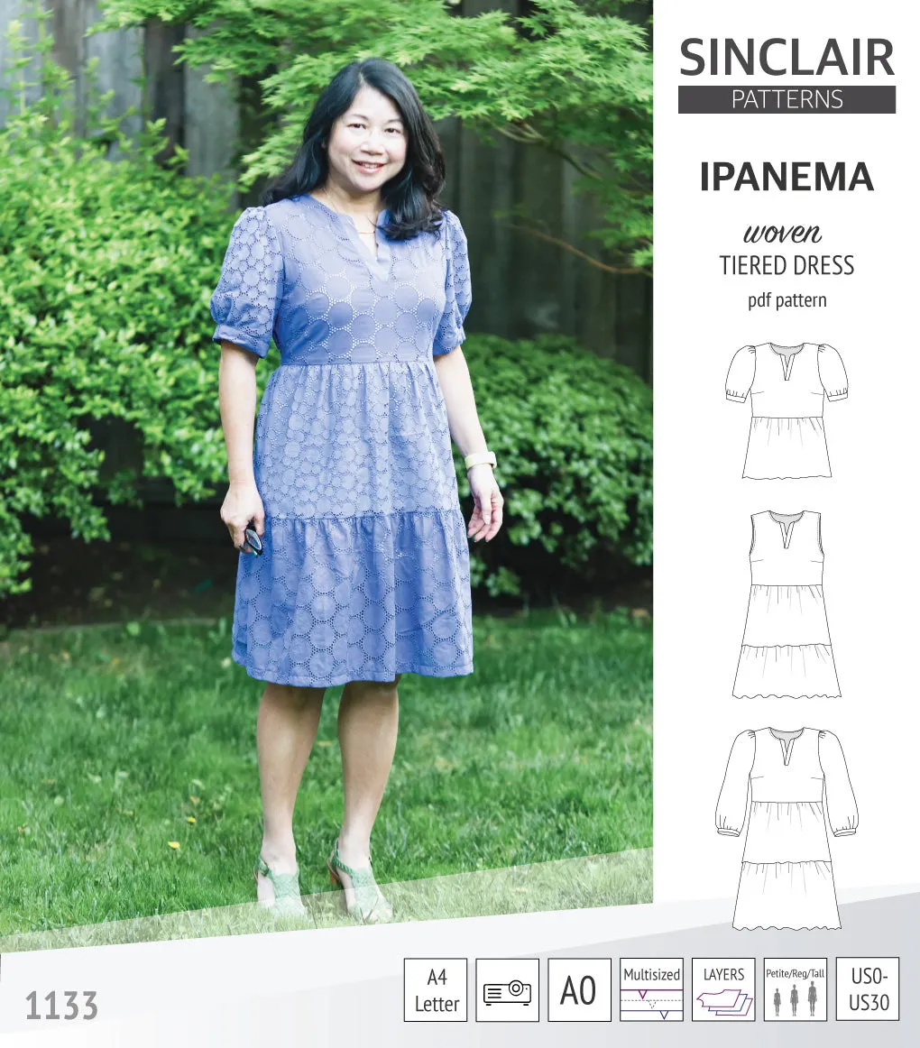 Ipanema tiered woven top and dress with a placket (PDF)