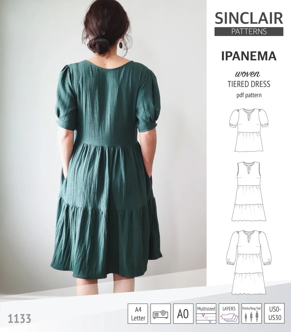 Ipanema tiered woven top and dress with a placket (PDF)
