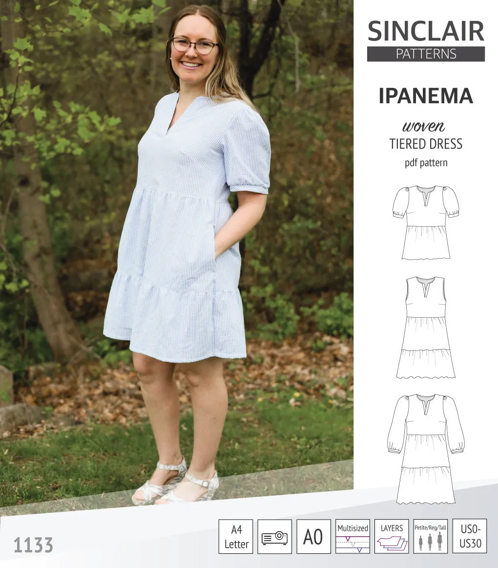 Ipanema tiered woven top and dress with a placket (PDF)