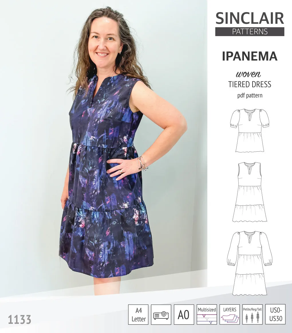 Ipanema tiered woven top and dress with a placket (PDF)