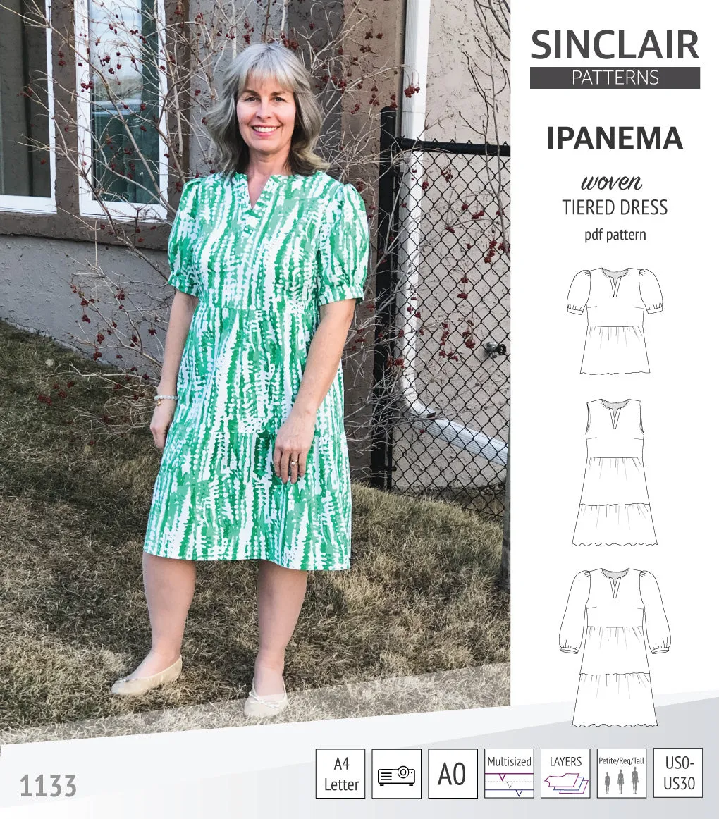 Ipanema tiered woven top and dress with a placket (PDF)