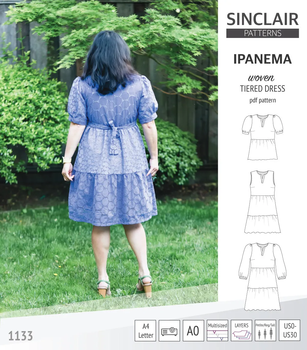 Ipanema tiered woven top and dress with a placket (PDF)